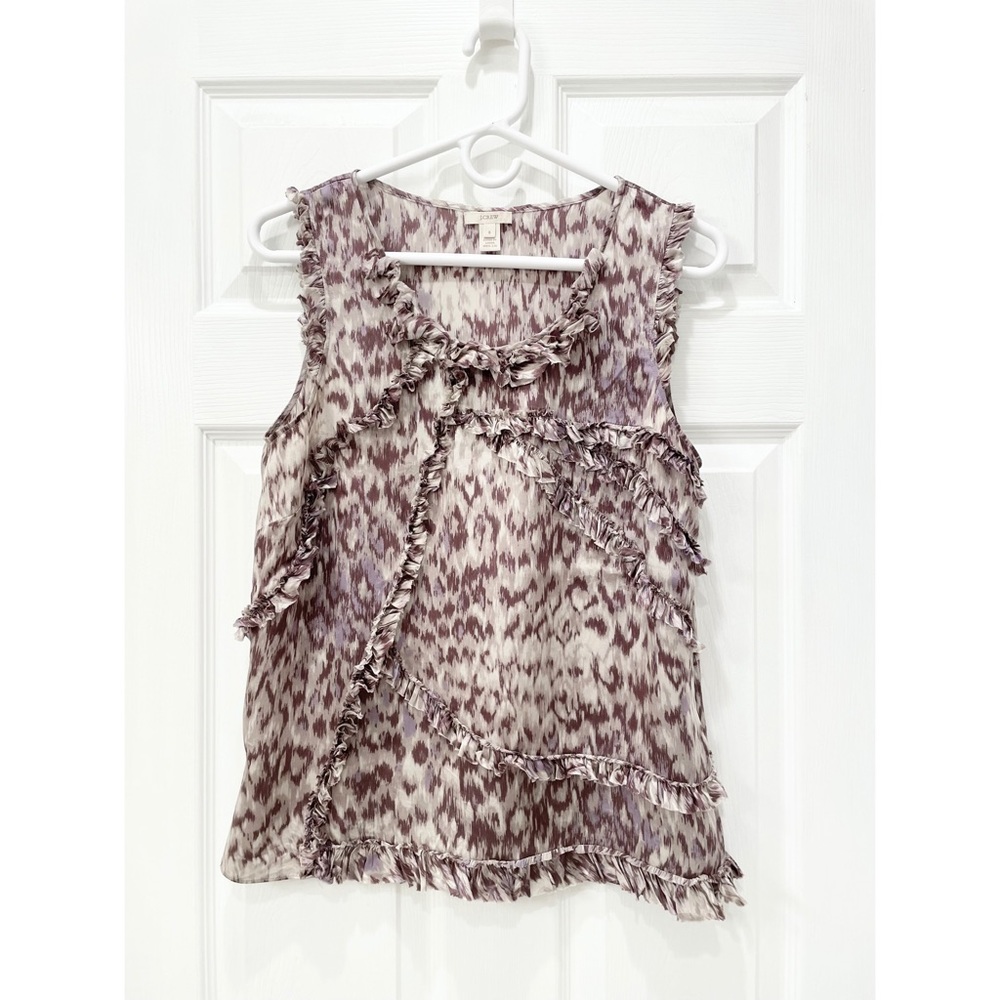 J. Crew Evie Silk Sleeveless Ruffle Top